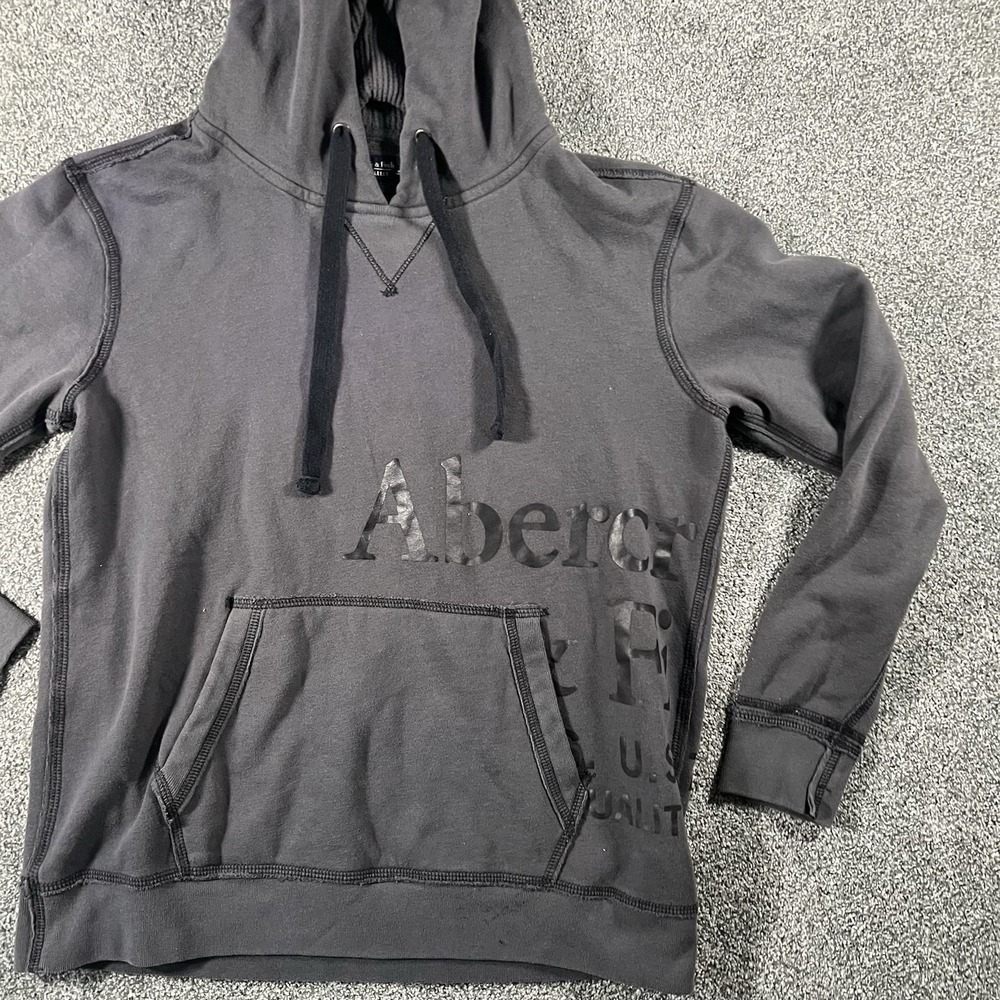 Abercrombie & Fitch Men’s Gray Pullover Hoodie Graphic A&F Fleece Size Small - Picture 3 of 10